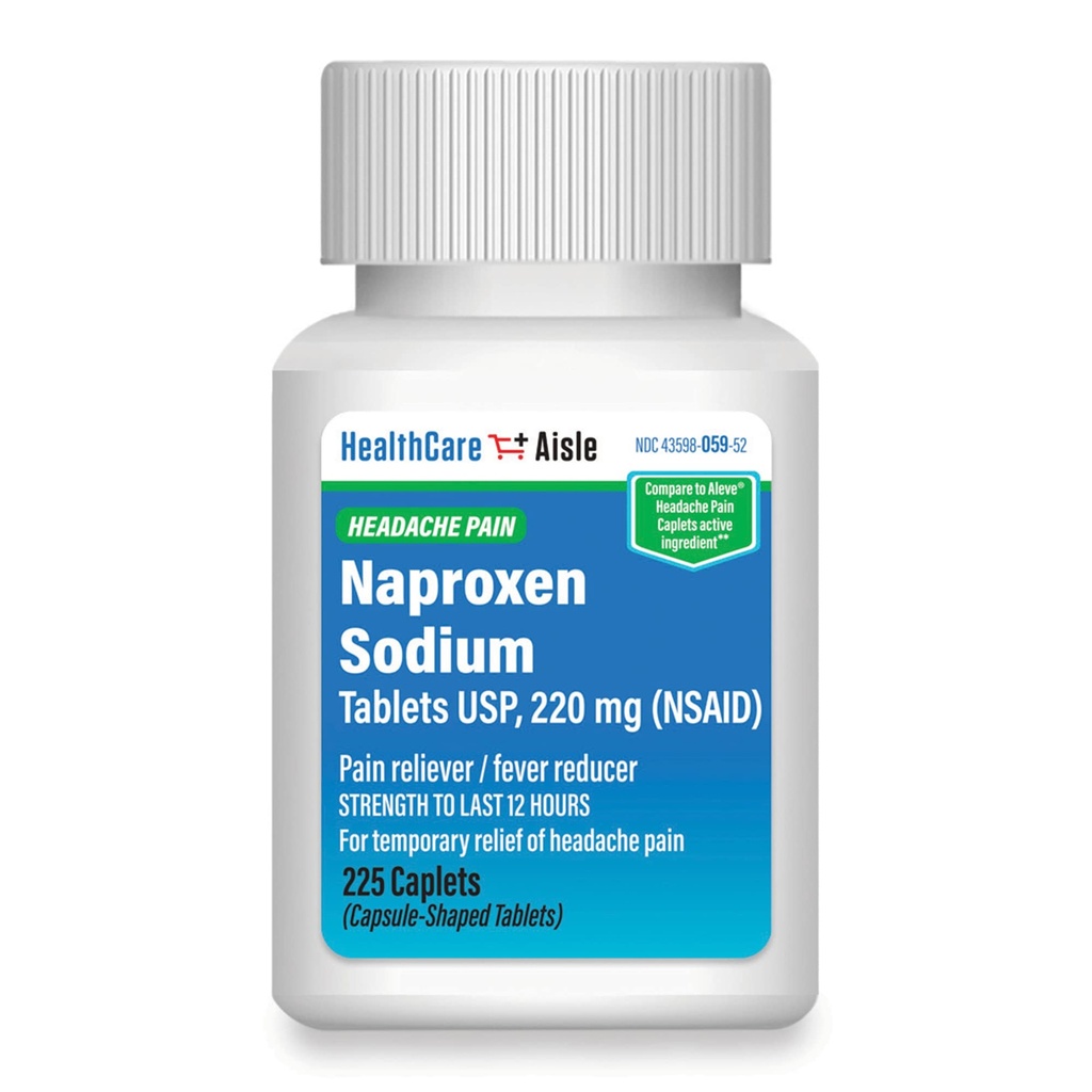 HealthCareAisle Naproxen Natrij, 220 mg - 225 kapsul - glavobol bolečina Reliever, Do 12 ur olajšanja