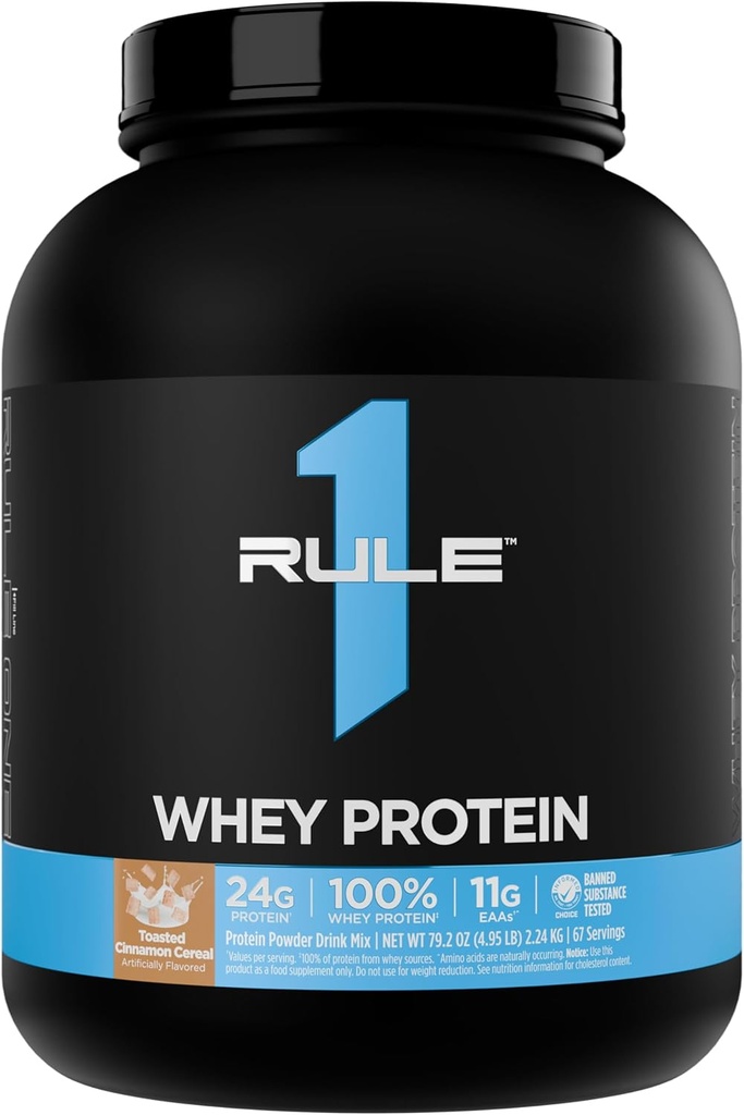 Pravilo 1 Whey Protein – 24g hitro delujoče beljakovine iz vseh Whey virov z naravno pojavljanje EAAs & BCAA za regeneracijo vadbe ali kadarkoli uporabe (5 funtov*, praženo cimetovo žito)