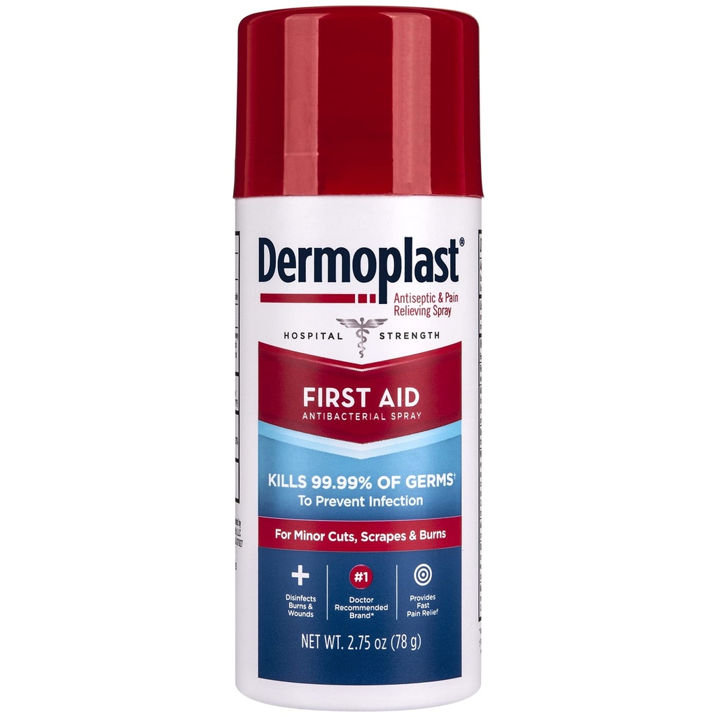Dermoplast pršilo za prvo pomoč, analgetično in antiseptično pršilo za manjše reze, luske in opekline, 2.75 Ounce (Packaging May Vary)