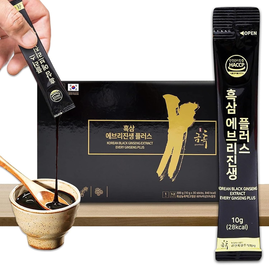 Geumheuk korejska črna ginseng ekstrakt vsak ginseng Plus. 10g X 30 Stick vrečke. Imunska podpora, Energy Booster, Utrujenost okrevanje, Duševna zmogljivost. Patentirana metoda.