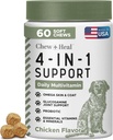 Vse v 1 Dog Vitamini in dodatki, 60 Soft Chew Multivitamini z glukozaminom, probiotiki, Omega ribje olje -za kožo, plašč, Hip, Joint & Gut zdravje - Senior, Kužek, veliki in majhni psi