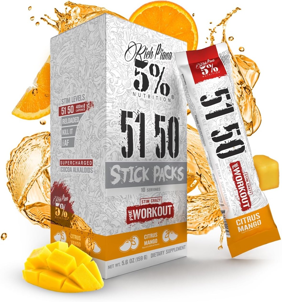 5% Nutrition Rich Piana 5150 High Stim Pre-Workout Powder Packets 
