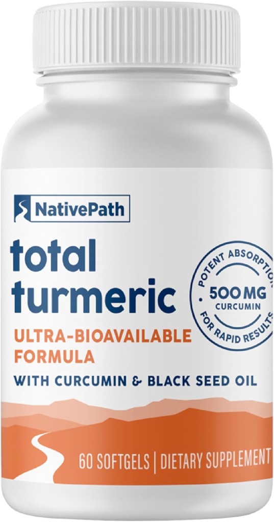NativePath Kurkumin z oljem črnega semena - Napredni antioksidant in skupni dodatek za podporo - Premium Turmeric Softgels z izboljšano visoko absorpcijo, Non-GMO & Gluten-free, 60 Softgels