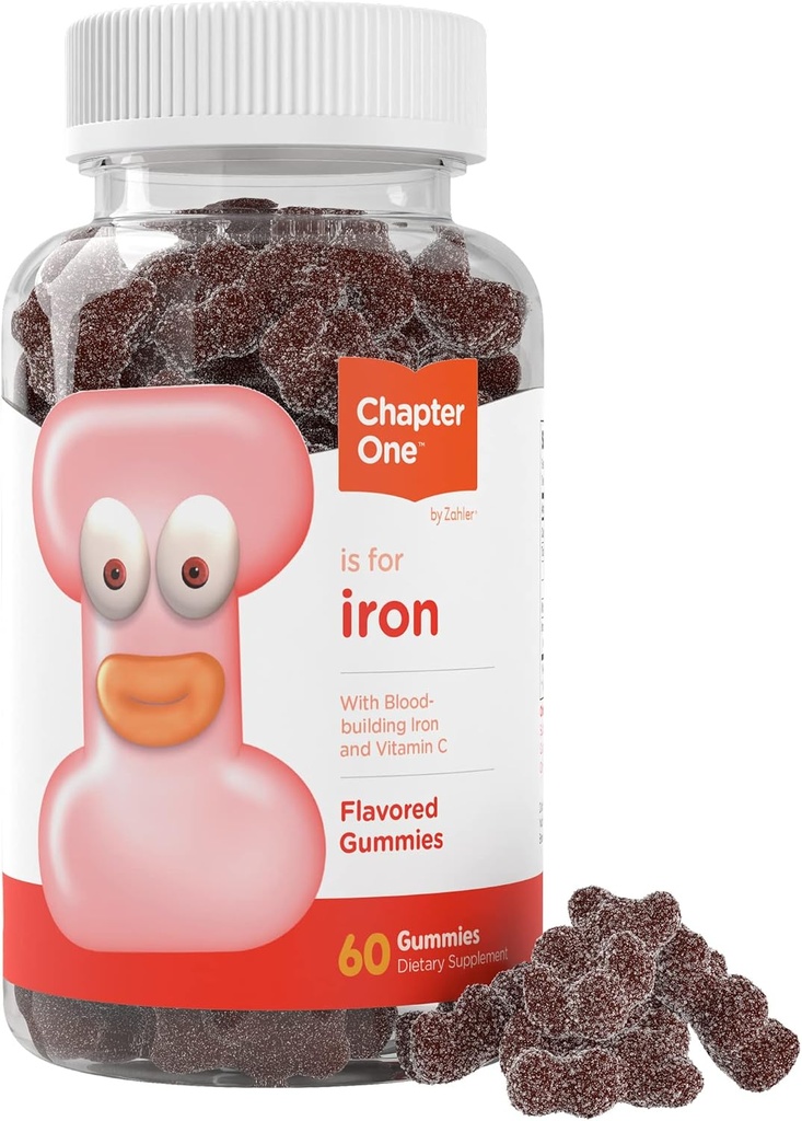 Zahler Iron Gummies z vitaminom C - za ženske, moške in otroke - Najboljši žvečljivi Enostavno za prebavo Košir Železni dodatek za otroke in odrasle - 60 Count