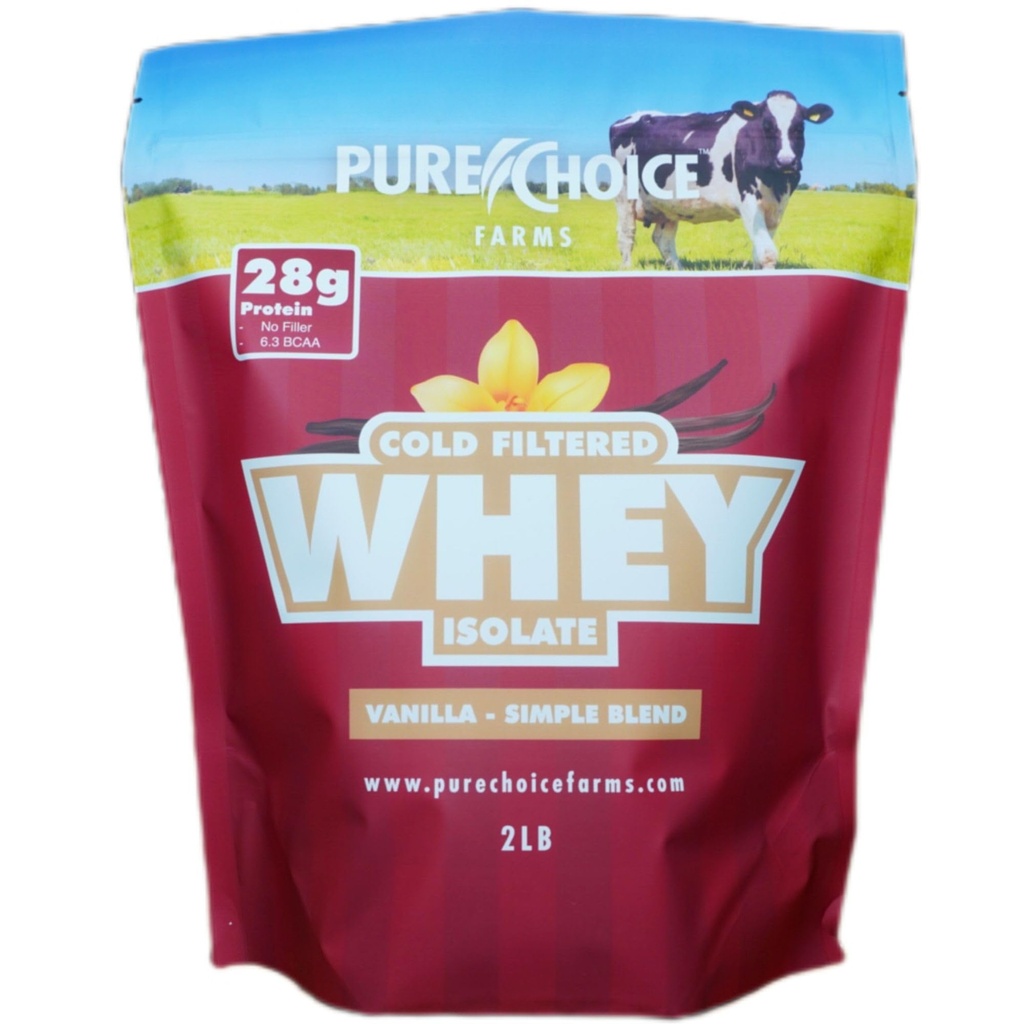 Pure Choice Vanilla Whey Protein Isolate Powder, 28g Beljakovine, Nedenaturirana sirotka, 3 sestavine, Brez polnil ali umetnih sladil. (Vanilja, 2 lb)