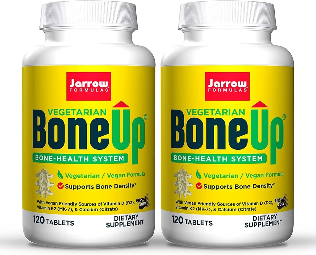 Jarrow Formulas BoneUp Vegetarian - 120 tablet, pakiranje 2 - vegetarijansko/vegansko dopolnilo za zdravje kosti - Vegansko-prijazni viri vitamina D3, vitamina K2 (kot MK-7) in kalcija - 120 skupnih servingov