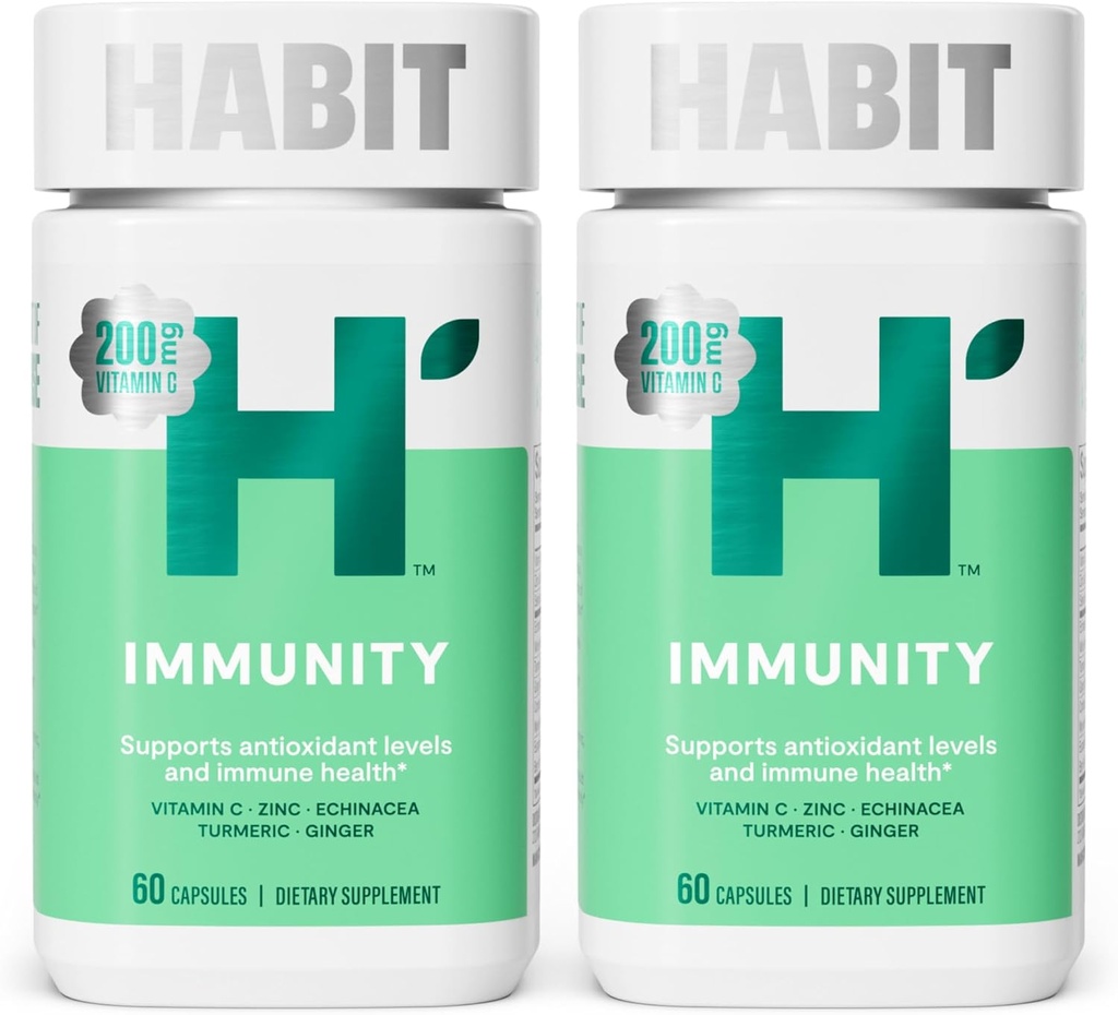 Habit Immuniteta dodatek 2 Pack (120 Kapsule) - nov videz, Echinacea, Elderberry, Kurkuma, cinkova mešanica za podporo imunskega zdravja in antioksidant ravni, Vegan, Ne-GMO