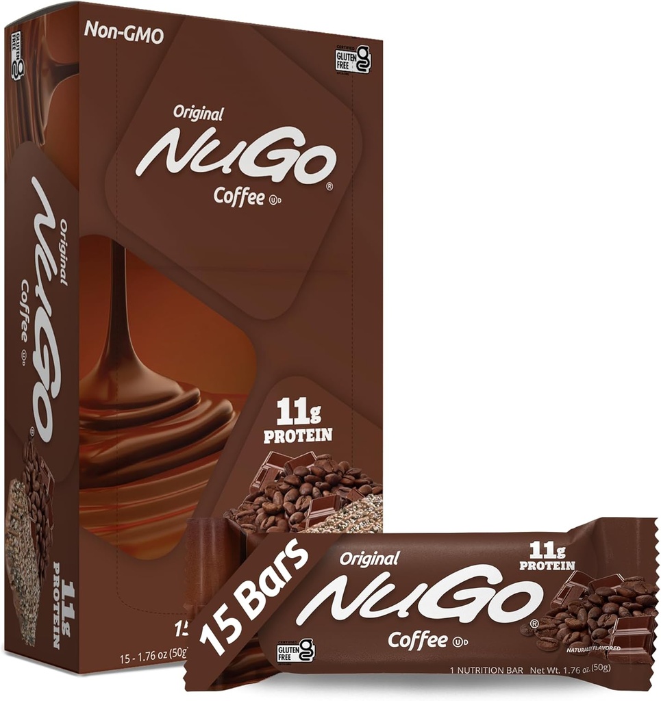 NuGo proteinska ploščica, kava, 11g beljakovine, brez glutena, 15 štetje