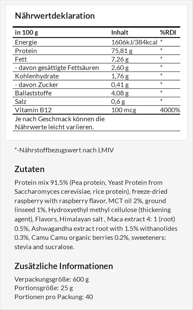 APOLLO'S HEGEMONY Vegan Protein 600g: Rastlinske beljakovine z Pea, Riž in Kvas - bogata z aminokislinami - 24 Servisi - Vegan in sladkor brez dodatka - Bela čokolada borovnice aroma