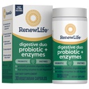 Renew Life Digestive Duo Probiotic in Enzymes Vegetarian kapsule, Probiotic spodbuja prebavno zdravje, hitro delujoče encime pomoč prebavljanje, z blažilnih zelišč - 30 grof