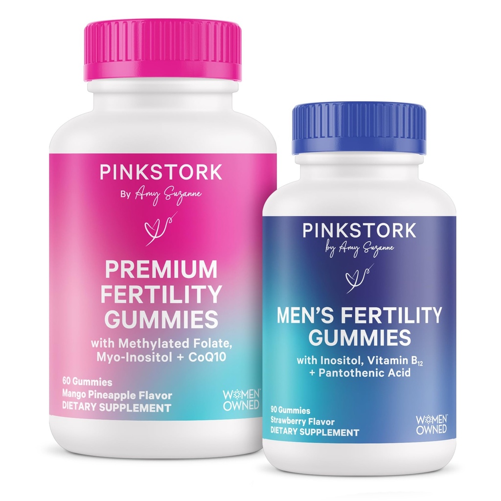 Pink Stork Plodnost Gumiji za ženske in moške - Prednatalna Conception podpora - Inositol, COq10, Folate - Hormonsko ravnovesje