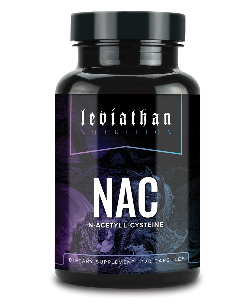 Leviathan Nutrition NAC Supplement N-acetil Cistein za pljuča, jetra, Imunska podpora - Močen antioksidant Podpora za povečanje ravni glutationa 600 mg, 120 kapsul