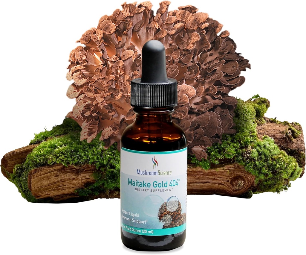GobaScience MaitakeGold 404 Goba dopolnilo, Tekoči ekstrakt, Zdravstvena obramba Podpora, Naravni prehranski dodatek za odrasle, Vroča voda Izvlečene gobe, Vegetarian, 1 Oz, 180 Servisi