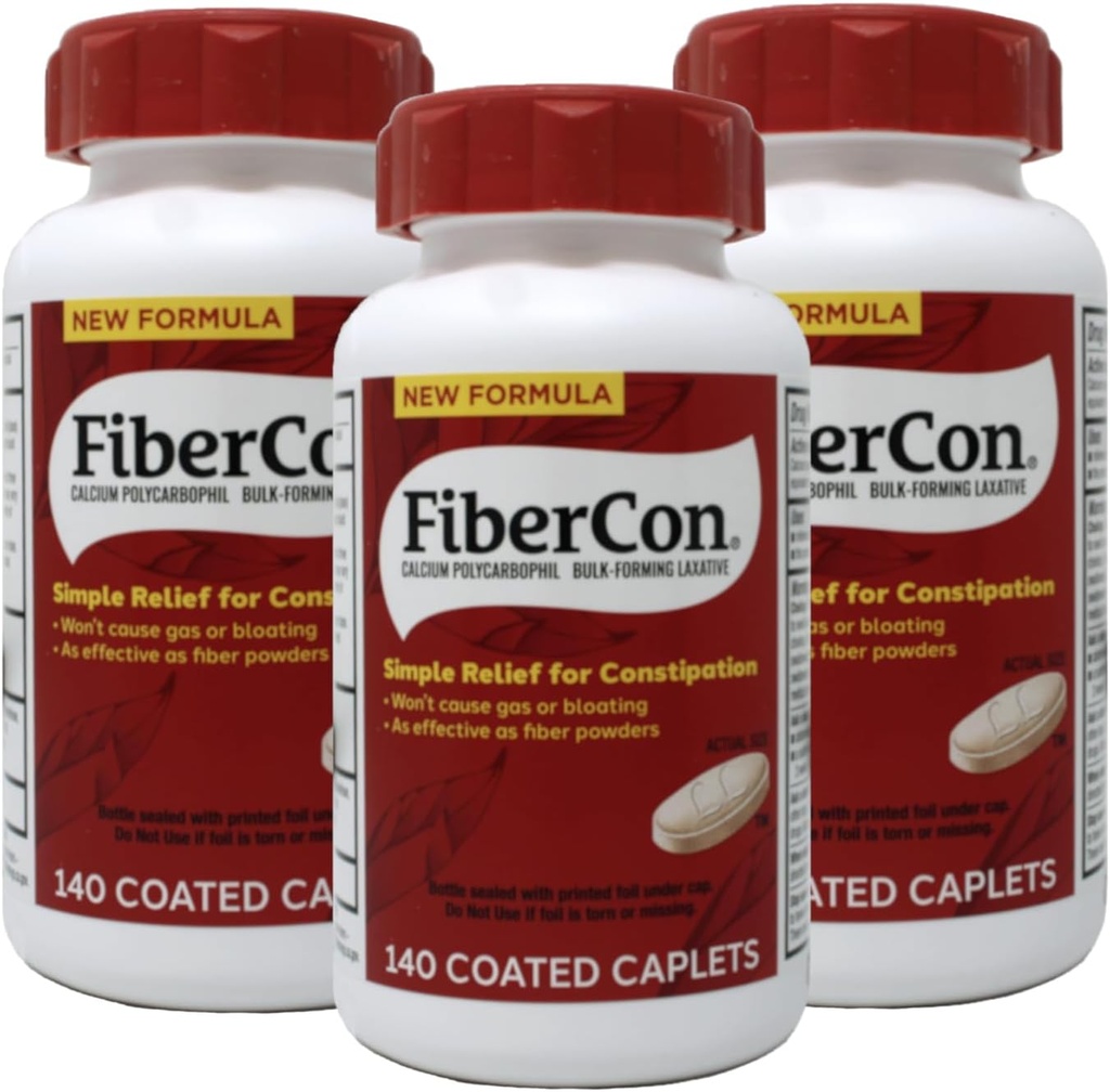 FiberCon Fiber Therapy za regularnost, Caplets, vrednost velikosti 140 Kaplet (Pack 3) s Fibercon