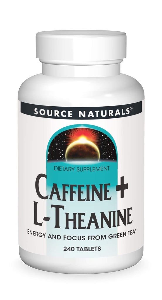 Vir Naturals Caffeine + L-Theanine, Energy and Focus Support from Green Tea* - 240 tablet