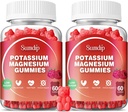 Magnezij Kalij Gumies, mišice in srce zdravje, noge Cramps in spanje, kalijevi dodatki Gummy ne-GMO Gluten brezplačno 60 Gummies-2 paket, malina