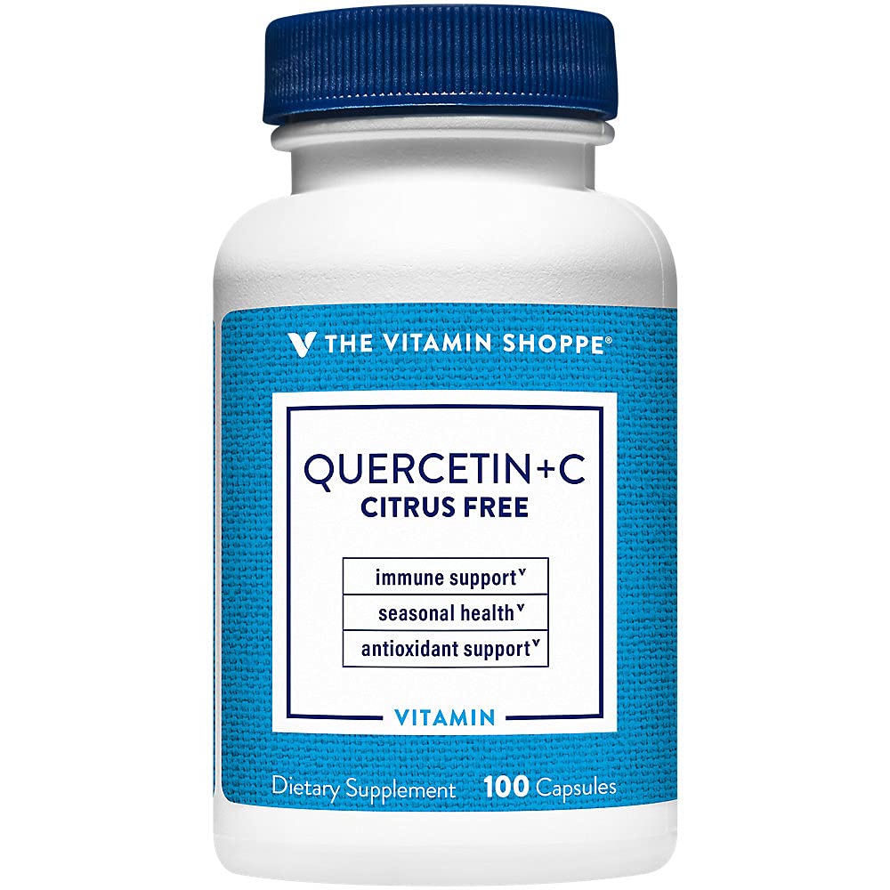 Vitaminska trgovina Quercetin + vitamin C, brez citrusov, antioksidant, ki podpira zdravo imuno za vse letne čase (100 kapsul)