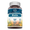 Biotin 10.000 Mcg 200 Kapsule (Non-GMO)- Podpira zdrave lase, kožo in nohte - spodbuja pomlajevanje celic in proizvodnjo energije