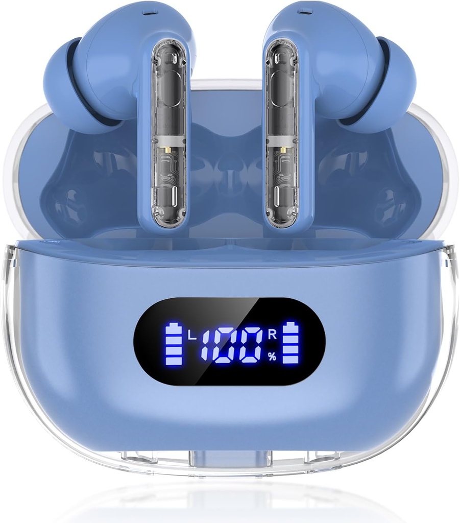 Blue Wireless slušalke P1 PRO, slušalke brezžične Bluetooth slušalke z jasnimi klici mikrofoni ušesne Budilke, Udobna fit, IPX7 vodoodporna dolga baterija življenje, 30H Playtime for Sports Workout