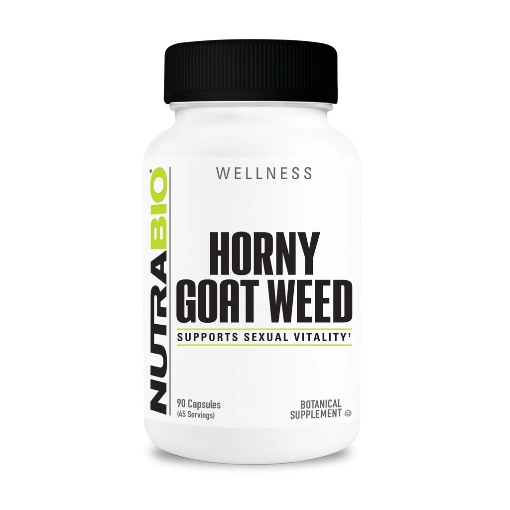NutraBio Horny Koze Izvleček plevela, 500mg - za moške in ženske, pomaga podpreti energijo in vitalnost, 90 Zelenjavne kapsule