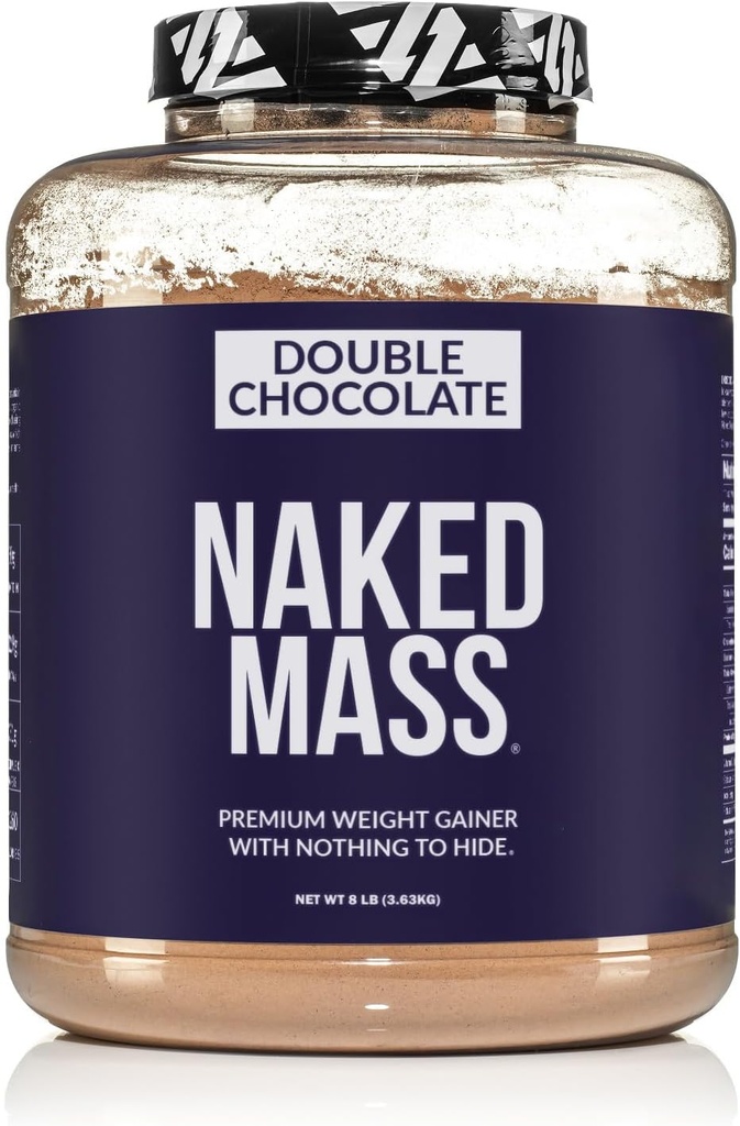 NAKED Double Chocolate Mass - 1.260 kalorij, 50G proteinov, nič umetnega. Vse naravne teže Gainer Protein Powder - 8Lb razsutem stanju, brez GSO, brez glutena in soje