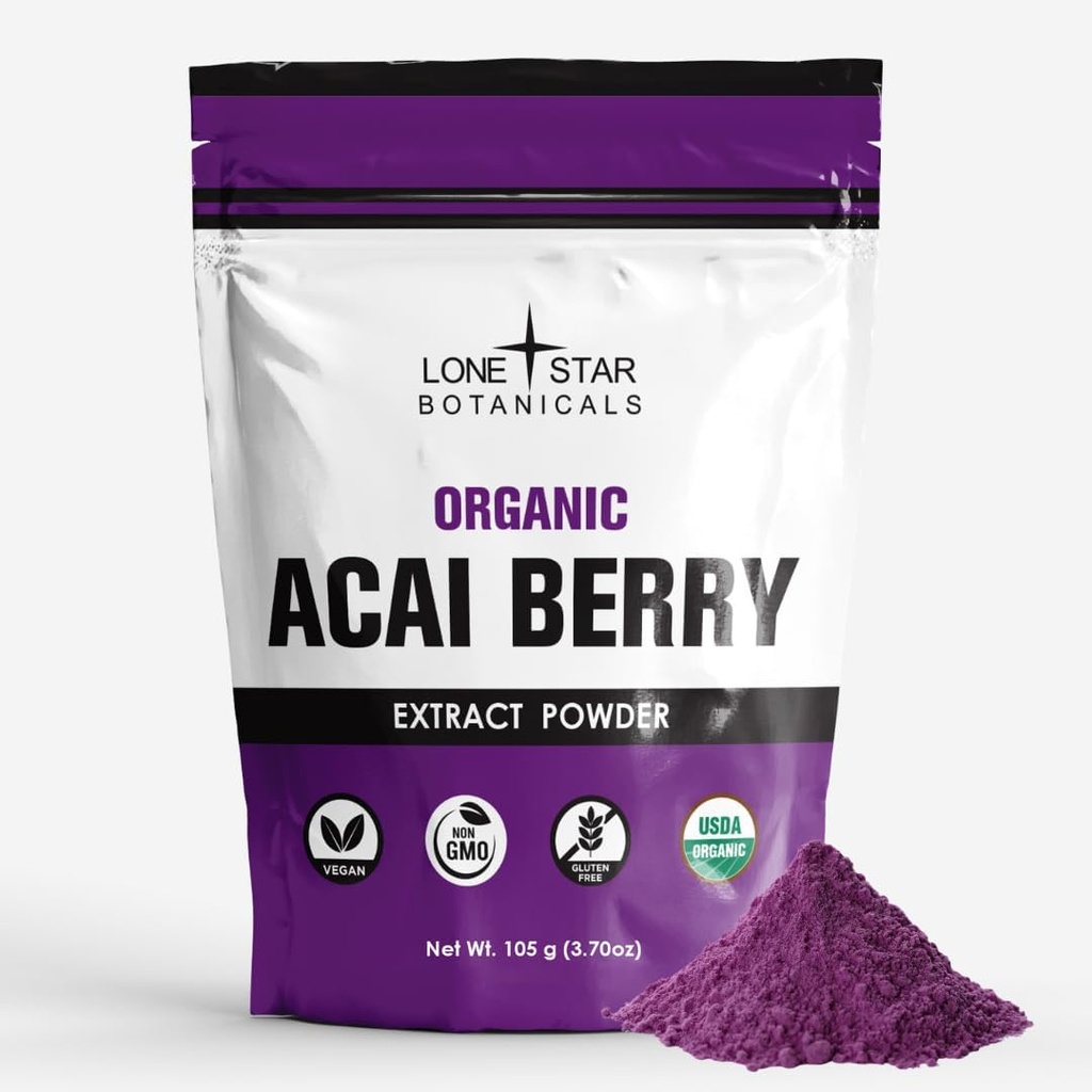 Botanika Lone Star Organic Açai Berry Superfood Powder, 3.52oz (100 Gram), Antioksidanti, Vitamini, Minerali, Zdrava prehrana, Dodaj v Smoothie, Juha, Solata