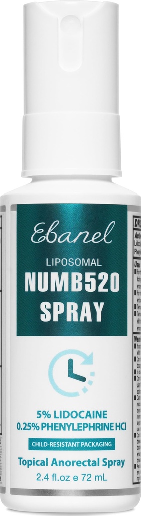 Ebanel 5% Lidokain Spray Pain Relief Numb520 Burn Srbečica Relief Numbing Spray za kožo, Topična anestetika Poporodni hemoroid Zdravljenje s fenileprinom za lokalno in anorektalno uporabo