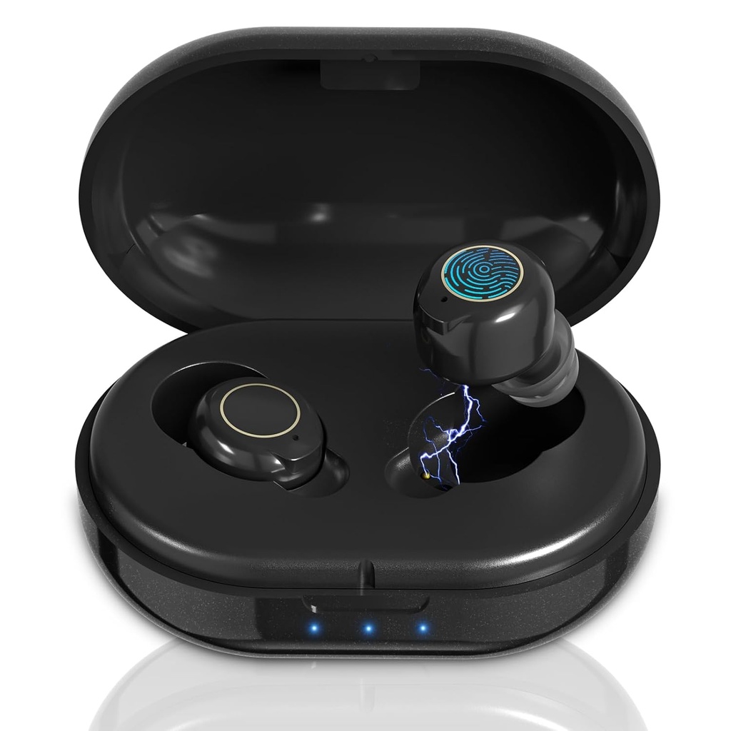 Slušni pripomočki za seniorje izguba sluha,zadostna pomoč za zaslišanje s preklicem hrupa, ojačevalec sluha z Oval Charging Case, črna
