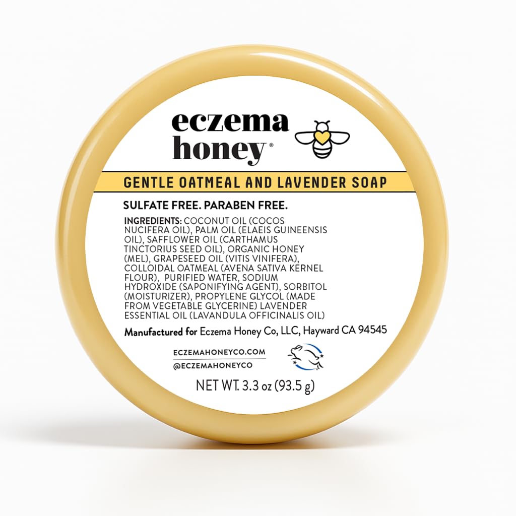 ECZEMA HONEY Nežna Ovseno in sivkasto milo - Naravna ekcema Umivanje telesa - Dnevno nežno milo za suho, srbečo, občutljivo, in razdražljivo kožo (3.3 Oz)