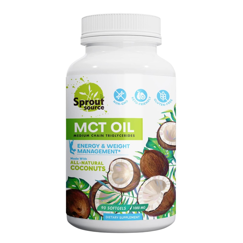 Keto MCT Oil Softgels 1000mg: 90-dnevna dobava, Premium C8 & C10 Mešanica za trajno upravljanje energije in teže, Izdelano iz naravnega kokosovega olja, Ne-GMO, Gluten-free 90 softgels
