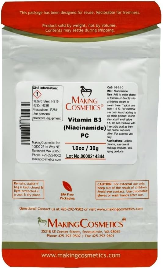 MakeCosmetics - Vitamin B3 (Niacinamid) PC - 1.0oz / 30g - kozmetična sestavina