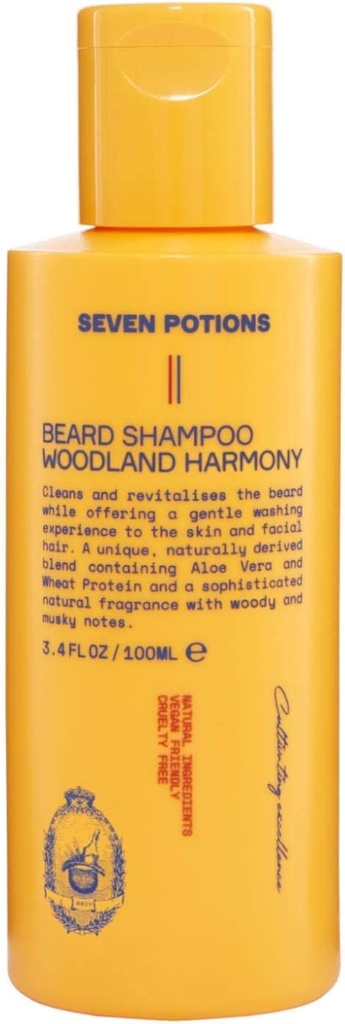 SEDMI POKOJNIKI Šampon za moške – nežna, čistilna posoda za čisto, srbečo brado – naravna, veganska, kruta – (Woodland Harmony, 3.4 Fl Oz)