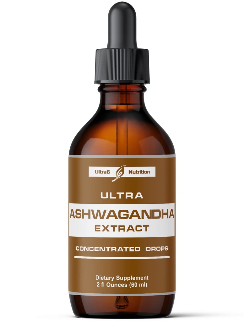 Ultra6 Nutrition Ashwagandha Tekoče kapljice - Organic Ashwagandha Dodatki z Rhodiola Rosea Tinkture - Root Extract za Mood in energetiko - Dopolnilo za moške in ženske