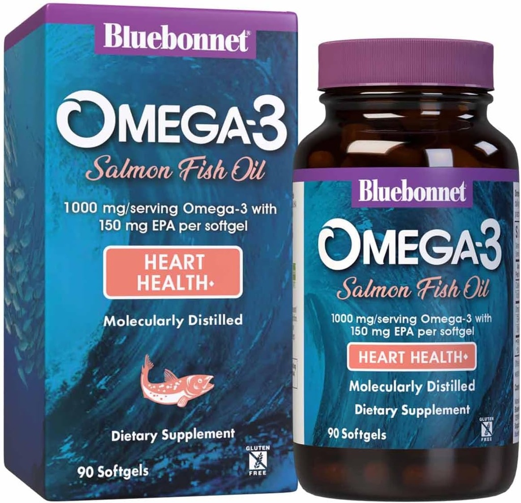 BlueBonnet Nutrition Omega-3 Salmonovo olje Softgels, 90 Count