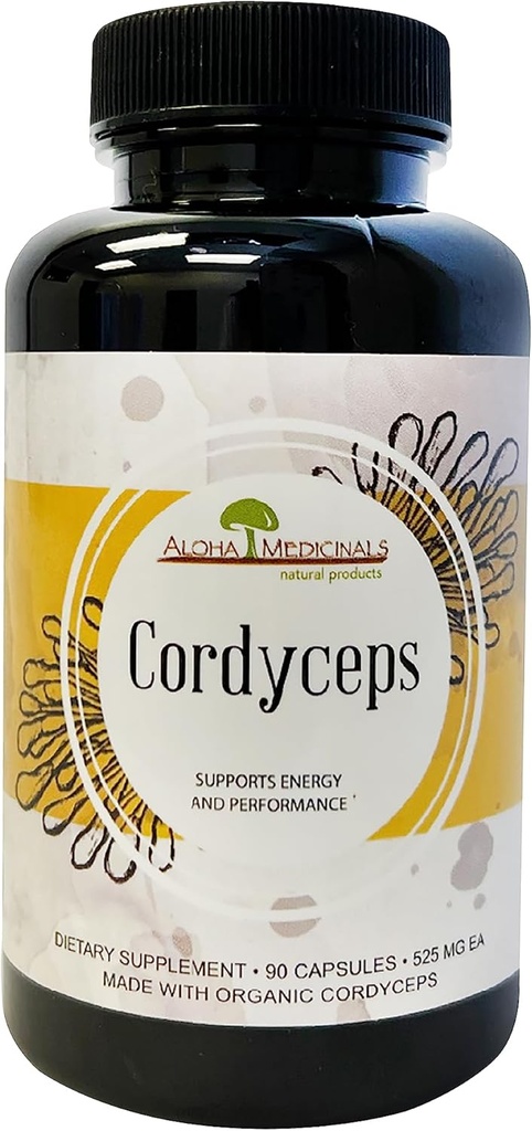 Aloha Medicines Pure Cordyceps, Certified Organic Gobe dodatek, Podpira Imuniteto in energijo, pakiranje po 1, 90 kapsul