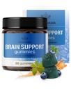HERBAMAMA Brain Support Gumies – Brain Focus Supplements for Adults with Ashwagandha, Bacopa Monnieri, Vitamin C & B12 – Vegan, Non-GMO Caliring Gumies – 60 Pektin-Based Blueberry-Flavored Chews