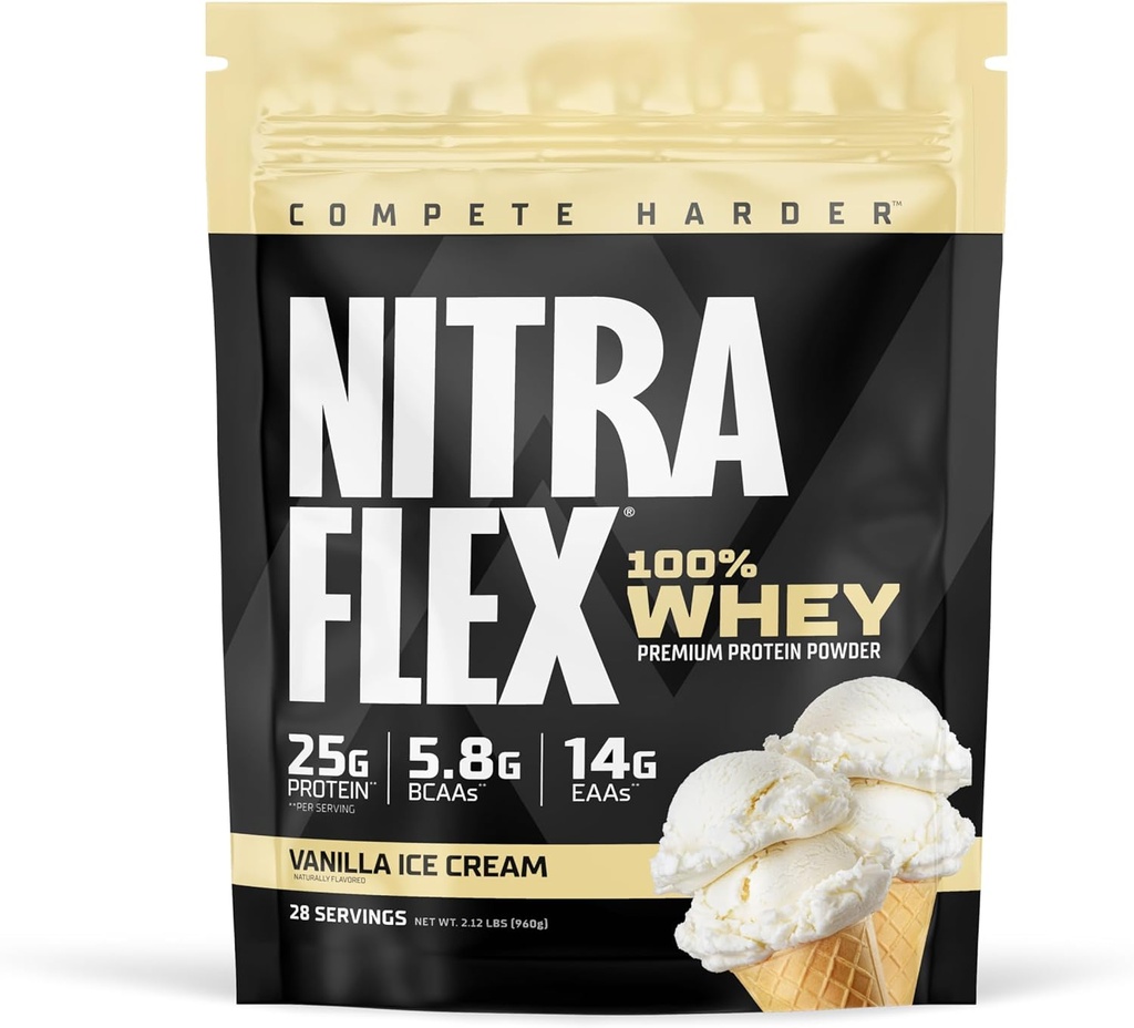 GAT SPORT Nitraflex Vanilla Whey Protein, Naložen BCAA, EAA, za moške in ženske Reocvery, 2 funta.