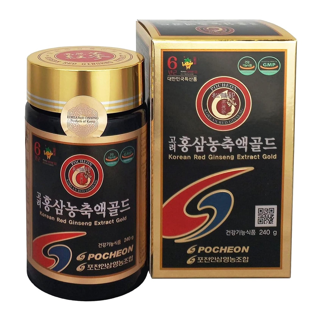Pocheon 240g(8.5oz), 100% Pure Korean 6Leta Root Panax Red Ginseng Extract Gold, TOP Ginsenoside, Saponin, Ginseng Zeliščni dodatek, naravna imunost