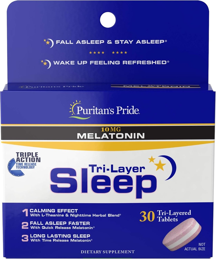 Puritan's Pride Tri Layered Sleep Tablets, 30 grof