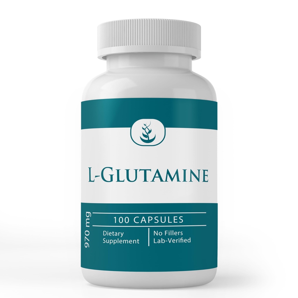 Čiste izvirne sestavine L-glutamin naravno pridobljena aminokislina, brez GMO in gluten (100 kapsul)