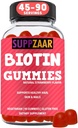 Vegan Biotin Gummies - Vitamini za rast las za ženske in moške - Koža in nohti za lase Vitamini - Jagodna aroma Gummy Vitamini - Non-GMO, Želatina & Gluten-free, 90 Gummies - SUPZAAR