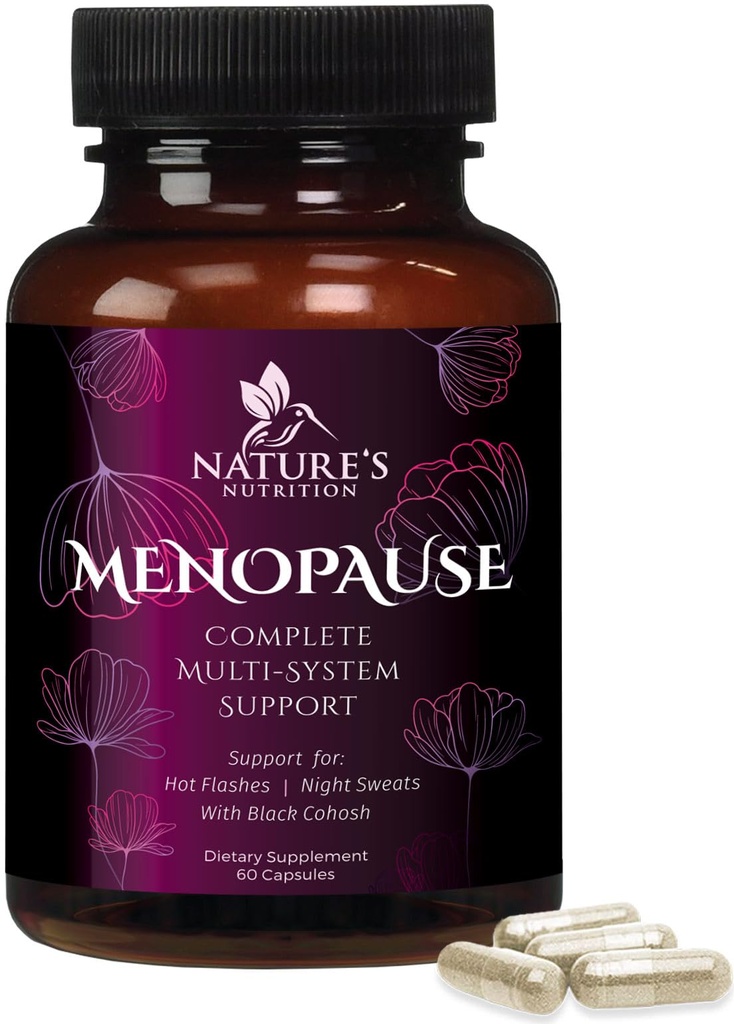 Menopause Dodatki za ženske s črno Cohosh - Hot Flash in Hormone Podpora za ženske, Naravni Menopause Relief Vitamini Podpora Mild Night Sweats & Balance, Non-GMO & Gluten Free - 60 kapsul