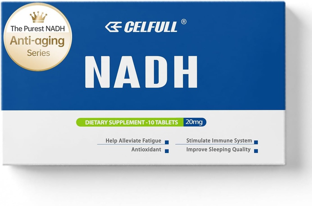 CELULL NADH Dodatek 40mg Enchance NMN Alternative NAD+ Dopolnilo za imunosupresivno podporo Anti-Aging Boost Kognition možganov in kronično utrujenost dopolnila