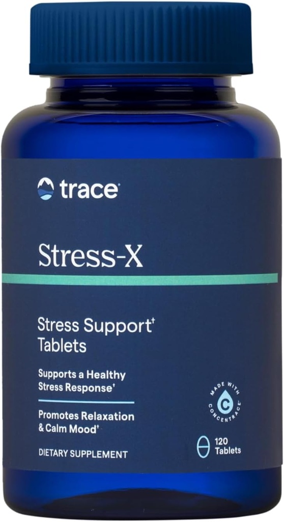 Trace Minerals Stres-X - Prehranska dopolnila z dieto Fiber & Trace Minerals - Magnezij dopolnilo za zdravje spanja - Formula z vitamini A, B12, D & More - 120 Tablets (30 Servings)