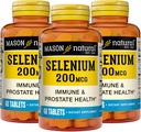 MASON NARAVNI Selen 200 mcg - Antioksidant dodatek za imuno podporo in prostate zdravje, Essential Trace Mineral, 60 tablet (paket 3)