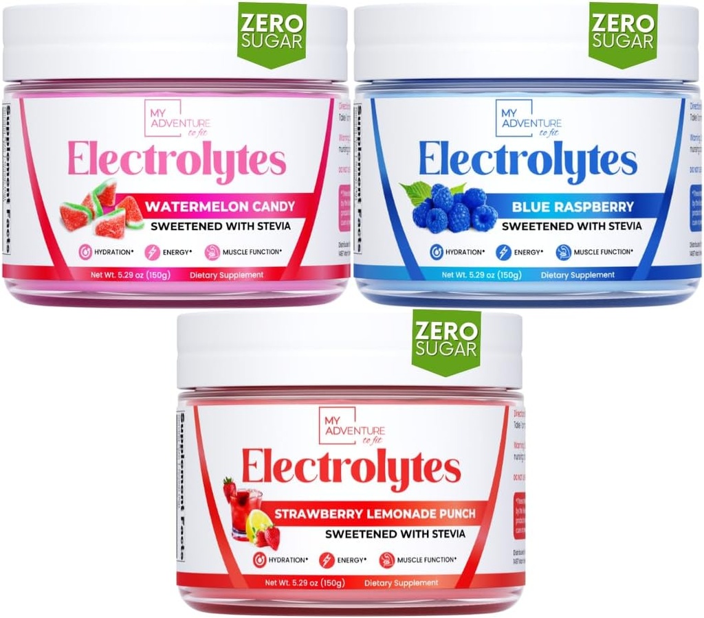 Moja pustolovščina, da Fit osvežitev Hidracija Elektrolitis Powder z nič sladkorja, Bundele, Blue Raspberry & Watermelon Candy & Jagodna limonada Okusi