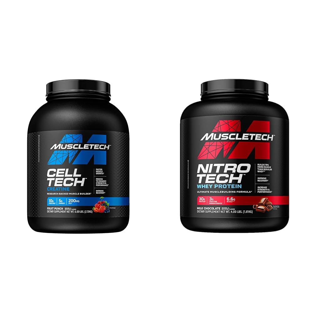 MuscleTech Kreatin monohidrat v prahu Cell-Tech Kreatin v prahu & n Prašek Nitro-Tech Whey Protein izolat in peptidi 