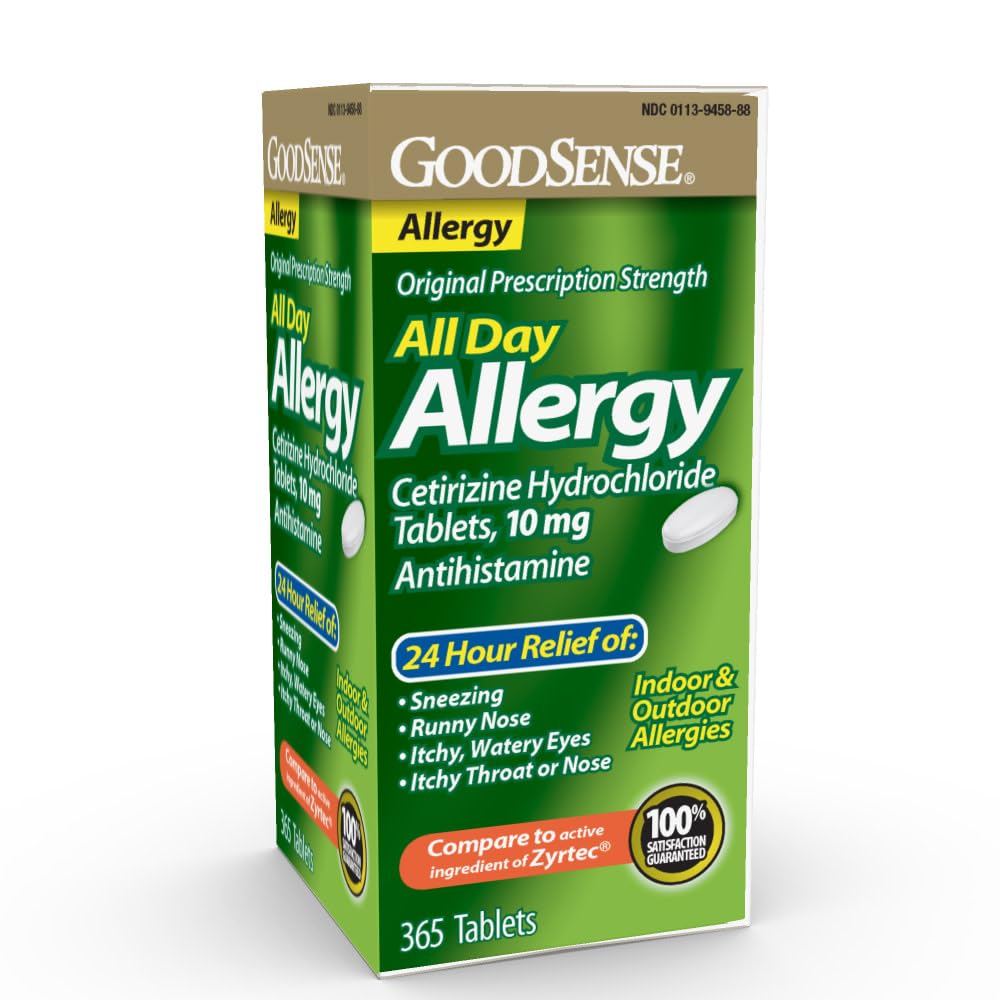 Zdravilo GoodSense All Day Alergy, tablete cetirizin hidroklorida, 10 mg, antihistaminik, 365