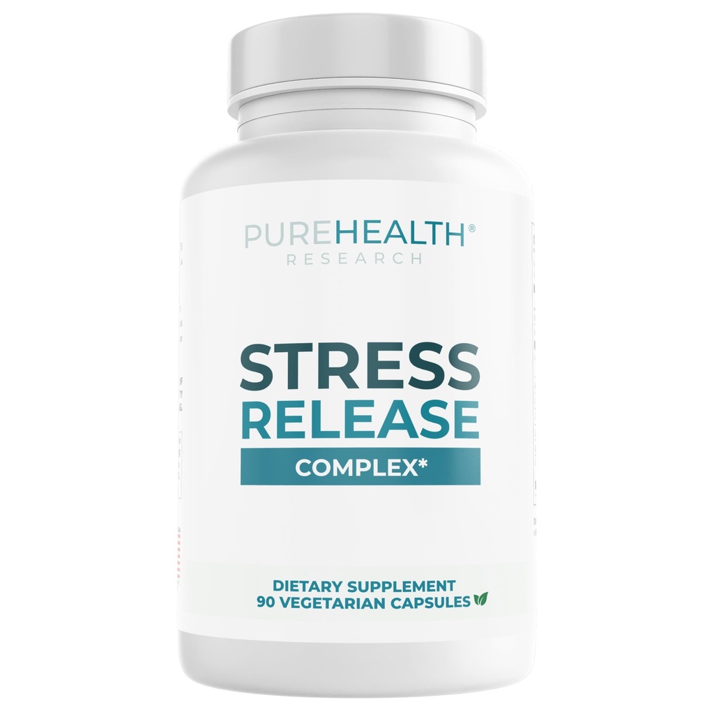 PUREHEALTH RAZISKOVALNI Stres Release Complex - Mood Support dodatek za ženske in moške - pomaga z občasnim stresom in sprostitev - z Ashwagandha, L Theanine, Lemon Balm, Niacin & More - 90 kapsul