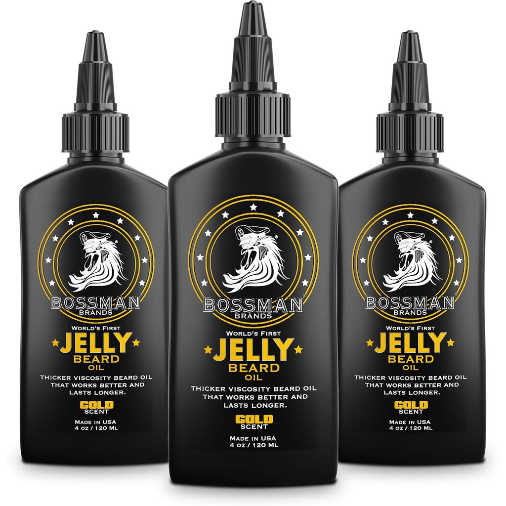 Bossman želeno olje za moške - 3 Pack (12 oz v skupaj, Gold Scent) – Mehkužci, vlaži & pogoji z naravnimi sestavinami